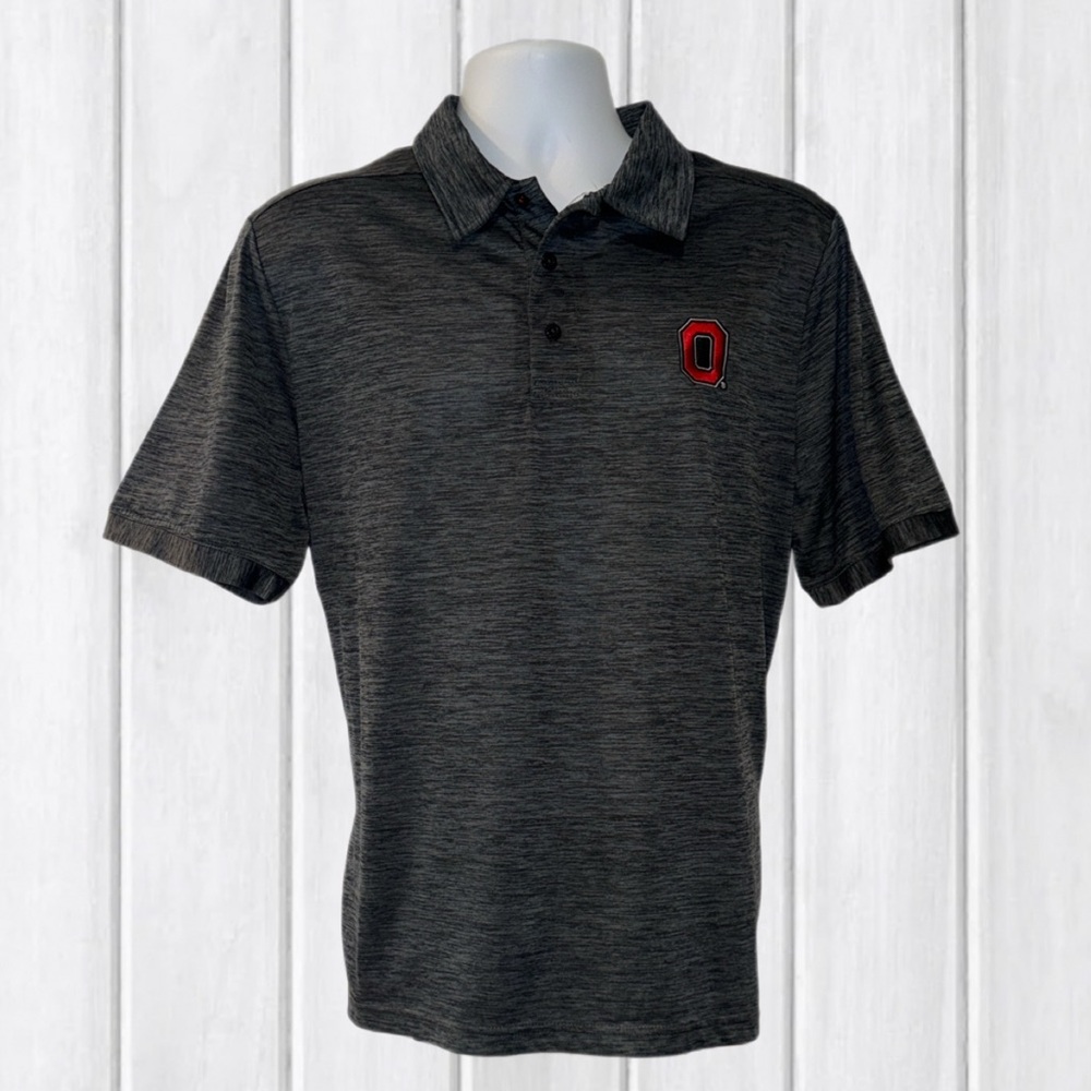 Ohio State Buckeyes Varsity Polo Shirt | Men’s Size M |Gray Heather Short Sleeve